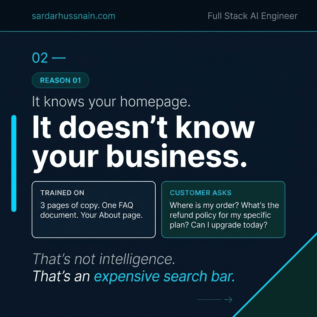 The problem with your AI chatbot isn't the AI. · slide 3 of 8
