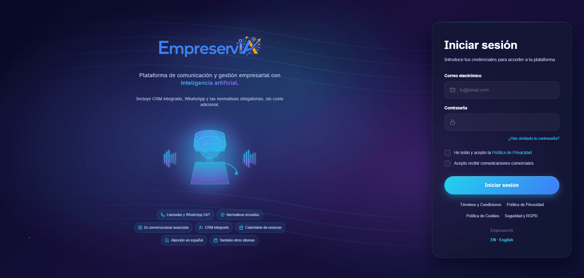 The real Empreservia: AI Customer Service Platform product