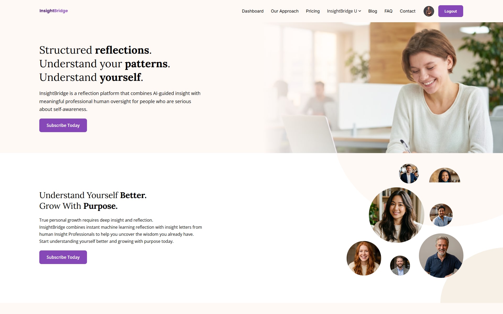 The real InsightBridge: AI-Guided Reflection Platform product